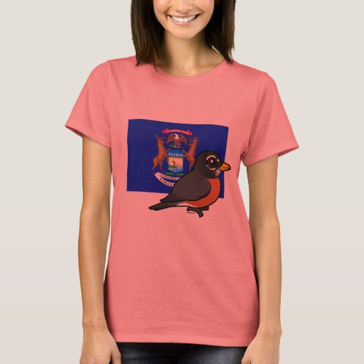 Amerikaanse Robin State Birdorable of Michigan T-shirt (Voorkant)