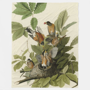 Amerikaanse Robin van Audubon's Birds of America Fleece Deken