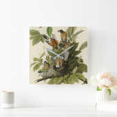 Amerikaanse Robin van Audubon's Birds of America Vierkante Klok (Huis)