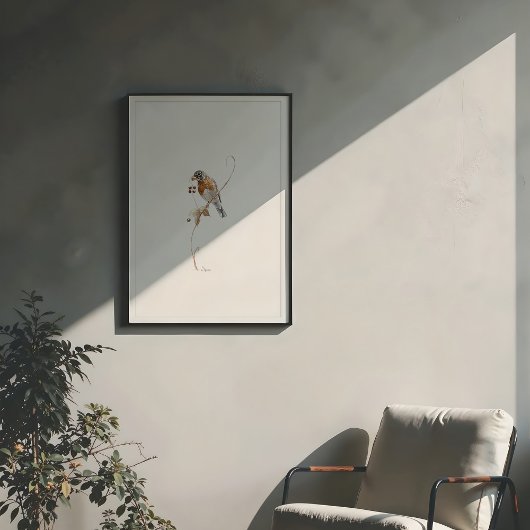 Amerikaanse Robin Waterverf kunst met bessen Poster