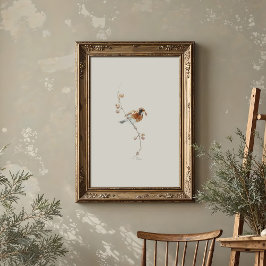 Amerikaanse Robin Waterverf kunst met bessen Poster