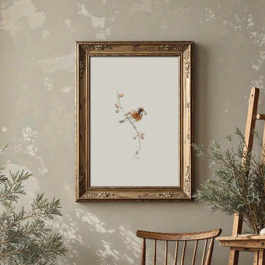 Amerikaanse Robin Waterverf kunst met bessen Poster