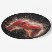 Amerikaanse Rode Bokshandschoenen in vuurwerk Papieren Bordje (Gekanteld)