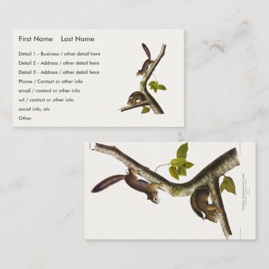 Amerikaanse rode eekhoorn (Richardson's Columbian) Visitekaartje (Voorkant / Achterkant)