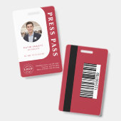 Amerikaanse Rode Media Pas met Foto en QR-code Badge (Voor- en achterkant)