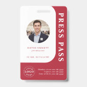 Amerikaanse Rode Media Pas met Foto en QR-code Badge (Voorzijde)
