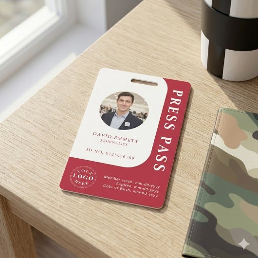 Amerikaanse Rode Media Pas met Foto en QR-code Badge