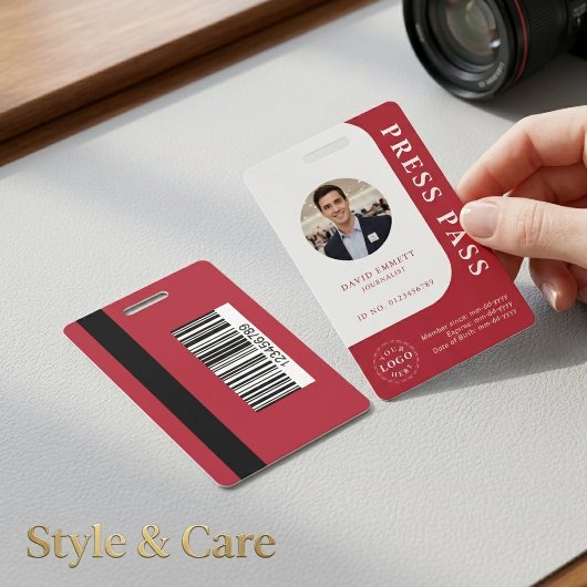 Amerikaanse Rode Media Pas met Foto en QR-code Badge