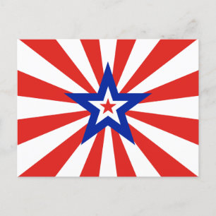 Amerikaanse Rode Starburst Patriottische Partij Uitnodiging Briefkaart