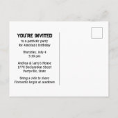 Amerikaanse Rode Starburst Patriottische Partij Uitnodiging Briefkaart (Achterkant)