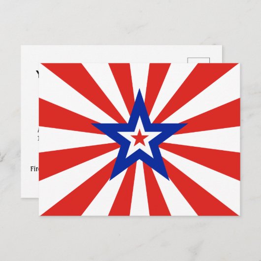 Amerikaanse Rode Steruitbarsting Patriottische Par Uitnodiging Briefkaart (Voorkant / Achterkant)