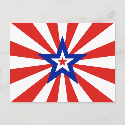 Amerikaanse Rode Steruitbarsting Patriottische Par Uitnodiging Briefkaart (Voorkant)