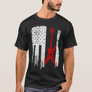 Amerikaanse rode witte elektrische gitaarrode vla T-shirt