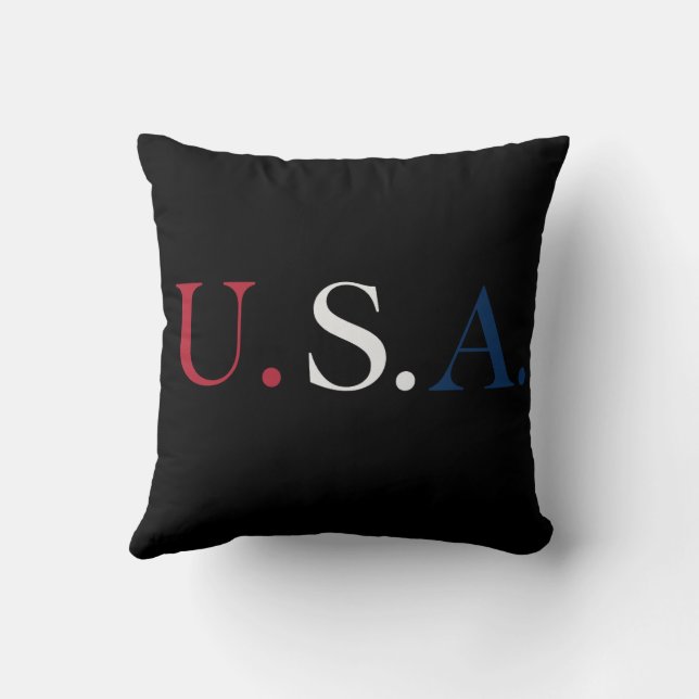Amerikaanse Rode Witte En Blauwe Letterontwerp  Kussen (Achterkant)
