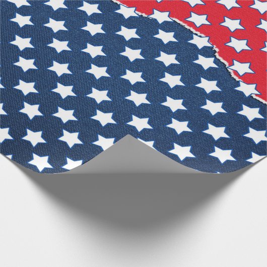 Amerikaanse rode witte en blauwe sterren cadeaupapier (Hoek)