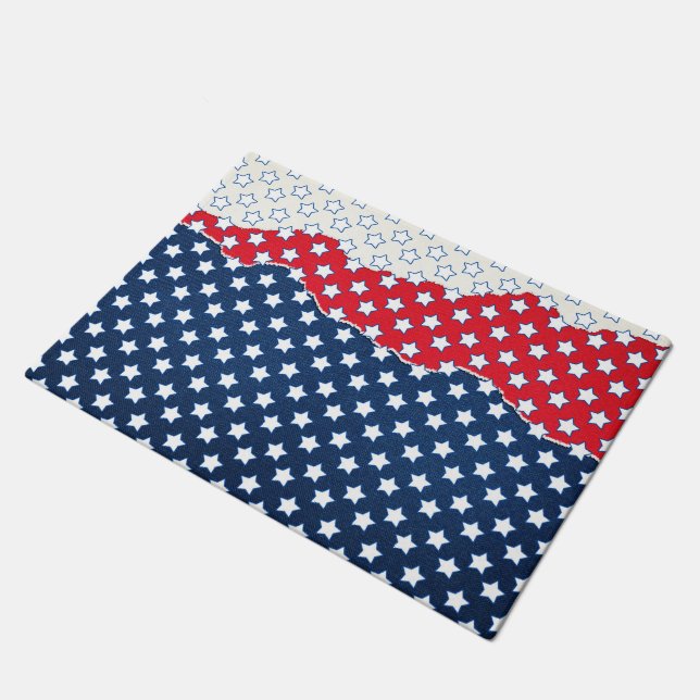 Amerikaanse rode witte en blauwe sterren deurmat (Schuin)