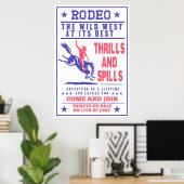 amerikaanse rodeo cowboy bucking bronco poster (Thuiskantoor)