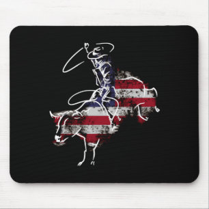 Amerikaanse rodeo stierrijden retro grunge usa muismat