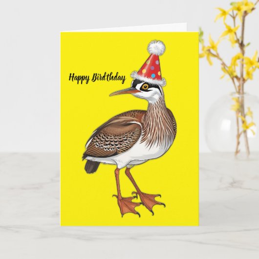 Amerikaanse roerdomp met verjaardagshoed tekening kaart (Gele Bloem)