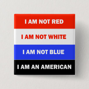 Amerikaanse rood wit blauw politieke satire vierkante button 5,1 cm