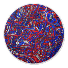 Amerikaanse Rood, Wit en Blauw Abstract Keramische Knop