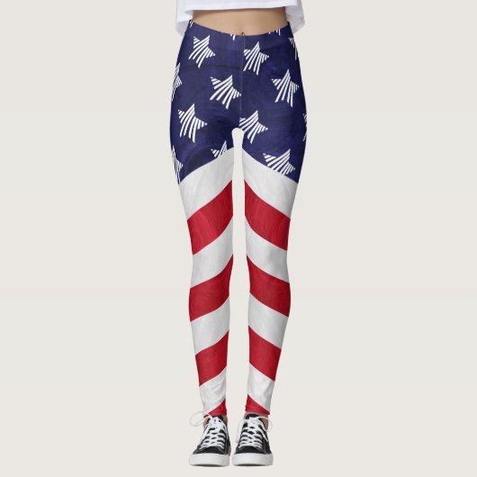 Amerikaanse rood-witte en blauwe Amerikaanse vlag Leggings (Voorkant)