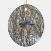Amerikaanse Roodborst Keramisch Ornament (Links)