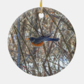 Amerikaanse Roodborst Keramisch Ornament (Achterkant)