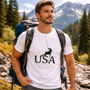Amerikaanse rotsklimmen minimalistische silhouet t-shirt