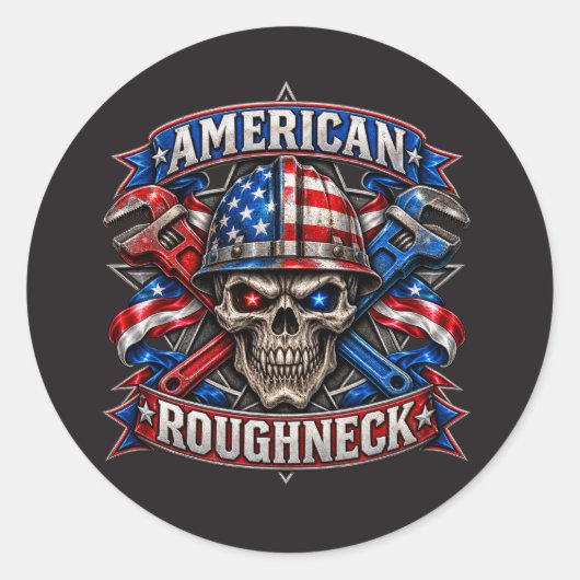 AMERIKAANSE ROUGHNECK RONDE STICKER (Voorkant)