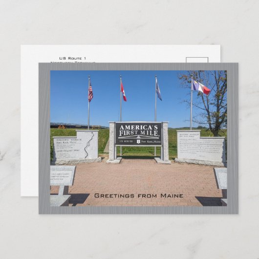 Amerikaanse Route 1: het eerste mijl monument van Briefkaart (Voorkant / Achterkant)