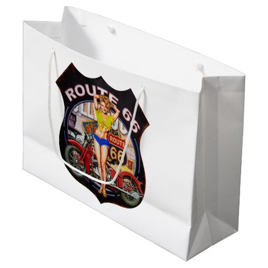 Amerikaanse route 66 met een motorfiets groot cadeauzakje (Voorkant Gekanteld)