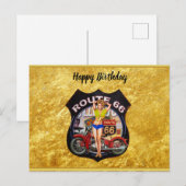 Amerikaanse route 66 motorfiets met een gouden tex briefkaart (Voorkant / Achterkant)