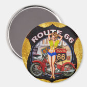 Amerikaanse route 66 motorfiets met een gouden tex magneet (Voorkant / Achterkant)