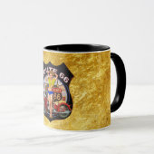 Amerikaanse route 66 motorfiets met een gouden tex mok (Voorkant rechts)