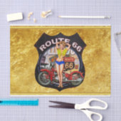 Amerikaanse route 66 motorfiets met een gouden tex tissuepapier (Craft)