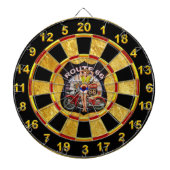 Amerikaanse route 66 motorfiets met gouden achterg dartbord (Voorkant)