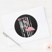 Amerikaanse roze flamingo USA witte vlag Ronde Sticker (Envelop)