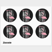 Amerikaanse roze flamingo USA witte vlag Ronde Sticker (Vel)