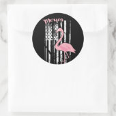 Amerikaanse roze flamingo USA witte vlag Ronde Sticker (Tas)
