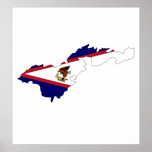 Amerikaanse Samoa Flag Map - volledige grootte Poster (Voorkant)