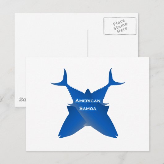 Amerikaanse Samoa Tuna (blauw) Briefkaart (Voorkant / Achterkant)