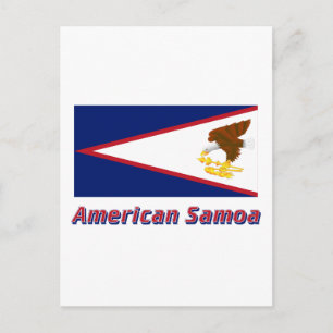 Amerikaanse Samoa-vlag met naam Briefkaart