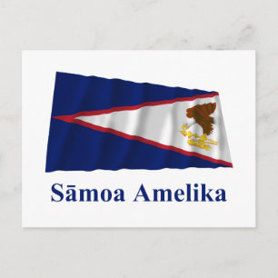 Amerikaanse Samoa Waving Flag met naam in Samoan Briefkaart