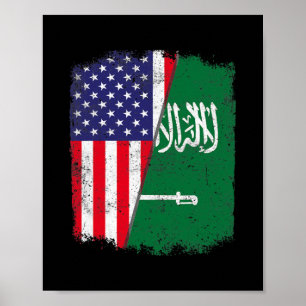 Amerikaanse Saoedi-Arabië Vlag Mannen Vrouwen Poster