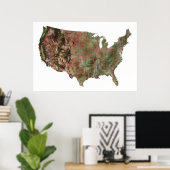 Amerikaanse satellietkaart van de Verenigde Staten Poster (Thuiskantoor)
