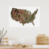 Amerikaanse satellietkaart van de Verenigde Staten Poster (Keuken)