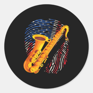 Amerikaanse Saxofonist Saxophonist Jazzband Me Ronde Sticker