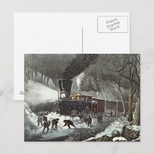 Amerikaanse Scène van de Spoorweg, 1871 Briefkaart (Voorkant / Achterkant)