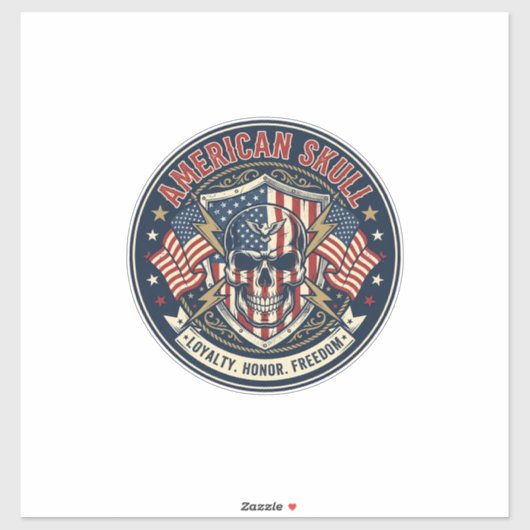 Amerikaanse Schedel Patriottische Patriottische Sc Sticker (Vel)